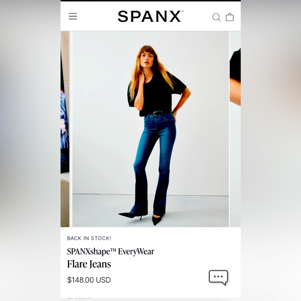 SPANX Womens Jean Midnight Shade Blue Size L Tall Flare Stretch Pull On